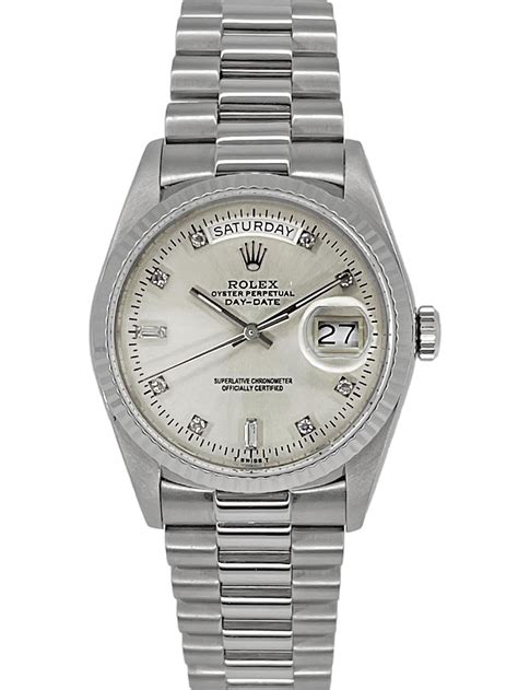 rolex silver day date watch|Rolex Day-Date silver dial.